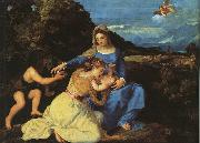  Titian Madonna and Child with the Young St.John the Baptist St.Catherine Norge oil painting reproduction